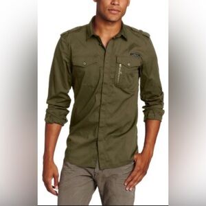 Diesel Military Utility Slim Fit Shirt Men’s XXL Tan Button-Up